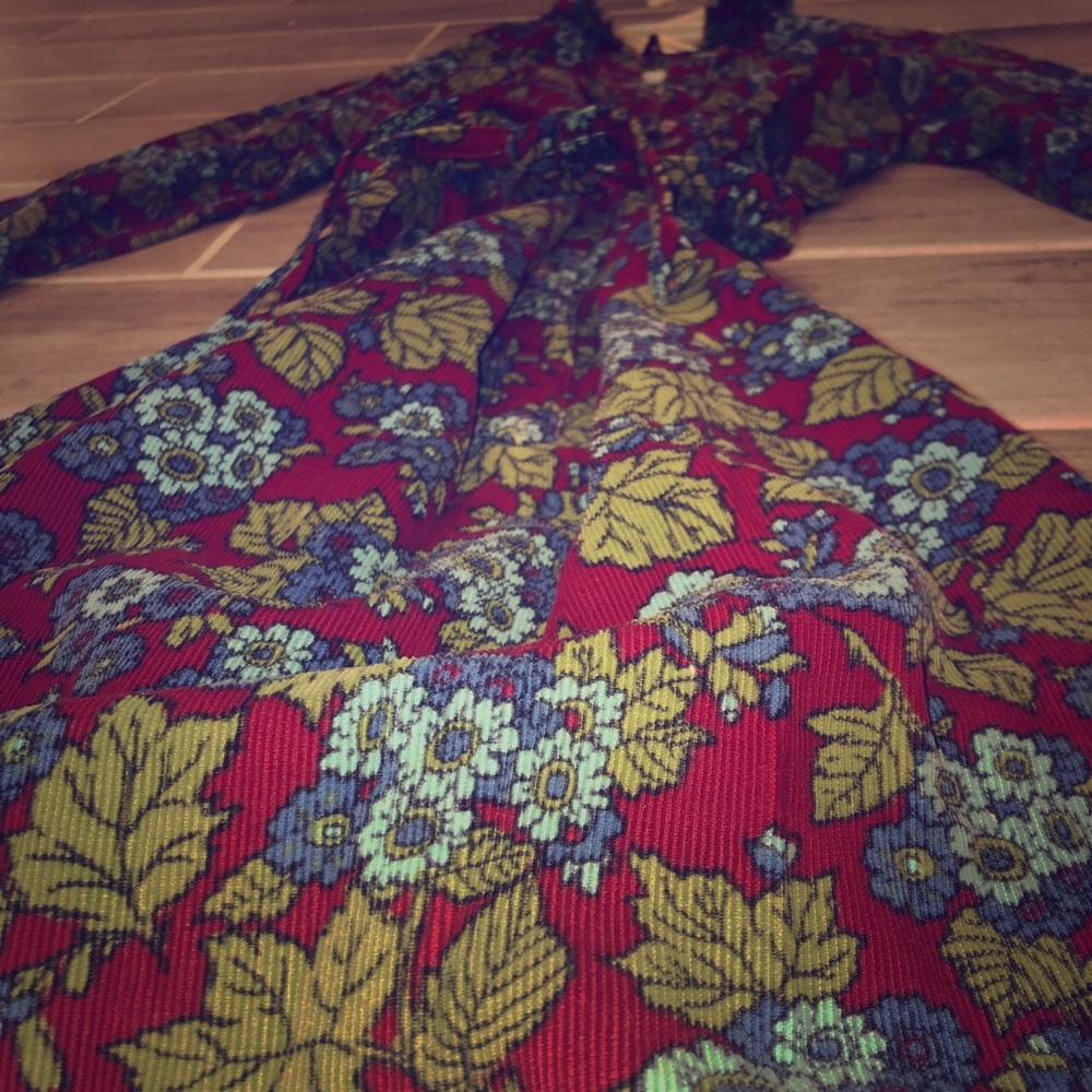 Vintage Corduroy Sunflower Dress